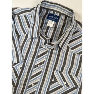 VTG Wrangler Western Shirt XXL Tall Multicolor‎ Pearl Snap Short Sleeve Cowboy